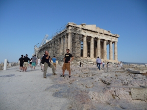 Dangerous men in front of the Parthenon